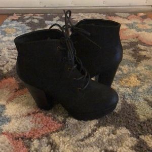 Lace-up Black Platform Heels 6.5